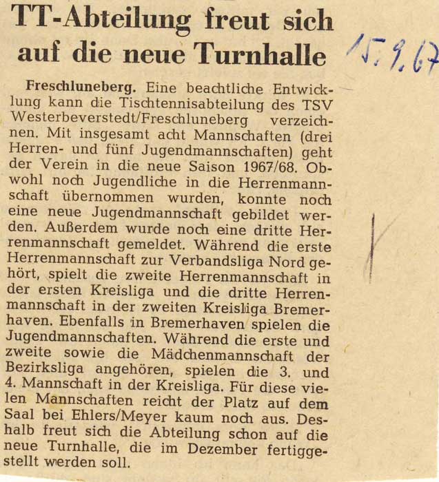 Zeitungsbericht 15.09.1967
